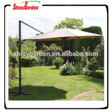 Parapluie de patio extérieur suspendu de Roma de 10ft en aluminium, parapluie en porte-à-faux en aluminium avec la base